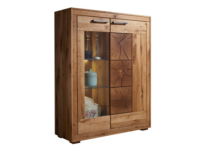 Highboard >WZ-0315< (BxHxT: 103x135x40 cm) in natur geölt - 103x135x40 (BxHxT)