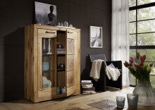 Highboard >WZ-0315< (BxHxT: 103x135x40 cm) in natur geölt - 103x135x40 (BxHxT)