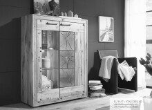 Highboard >WZ-0315< (BxHxT: 103x135x40 cm) in natur geölt - 103x135x40 (BxHxT)