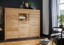 Highboard >WZ-0169< (BxHxT: 170,4x141,2x40 cm) in natur geölt aus Wildeiche