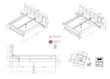 Bett >VENUSIA< (BxHxT: 254,3x92,3x210,3 cm)