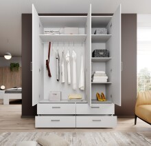 Kleiderschrank >Spazio< in Weiß - 137,8x198,6x48cm (BxHxT)