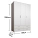 Kleiderschrank >Spazio< in Weiß - 137,8x198,6x48cm (BxHxT)