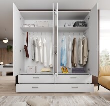 Kleiderschrank >Spazio< in Weiß - 183,1x198,6x48cm (BxHxT)