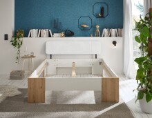 Bett >Lino< in Artisan Eiche / Weiß - 145x81x214cm (BxHxT)