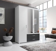 Kleiderschrank >Ivar< in Weiß Abs. Graphit -...