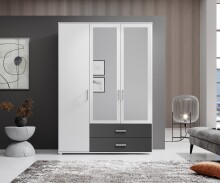 Kleiderschrank >Ivar< in Weiß Abs. Graphit -...