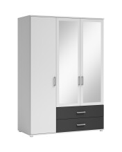 Kleiderschrank >Ivar< in Weiß Abs. Graphit - 125x190x51cm (BxHxT)