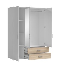Kleiderschrank >Ivar< in Weiß Abs. Eiche Sonoma - 125x190x51cm (BxHxT)