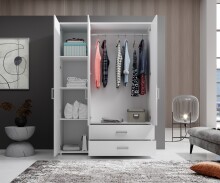 Kleiderschrank >Ivar< in Weiß - 125x190x51cm (BxHxT)