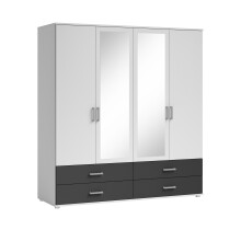 Kleiderschrank >Ivar< in Weiß Abs. Graphit - 180x190x51cm (BxHxT)