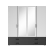 Kleiderschrank >Ivar< in Weiß Abs. Graphit - 180x190x51cm (BxHxT)