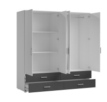 Kleiderschrank >Ivar< in Weiß Abs. Graphit - 180x190x51cm (BxHxT)