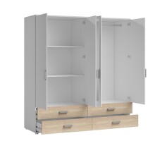 Kleiderschrank >Ivar< in Weiß Abs. Eiche Sonoma - 180x190x51cm (BxHxT)