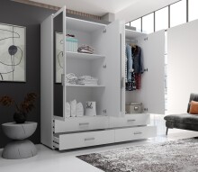 Kleiderschrank >Ivar< in Weiß - 180x190x51cm (BxHxT)
