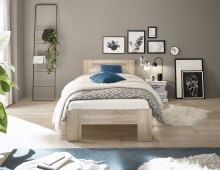 Bett >Cannes< in Eiche Sonoma - 95x71x204cm (BxHxT)