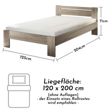 Bett >Cannes< in Eiche San Remo hell - 125x71x204cm (BxHxT)