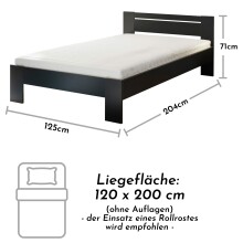 Bett >Cannes< in Schwarz - 125x71x204cm (BxHxT)