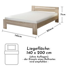 Bett >Cannes< in Eiche Sonoma - 145x71x204cm (BxHxT)