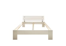 Bett >Brest< in Weiß HGL - 145x73x213cm (BxHxT)