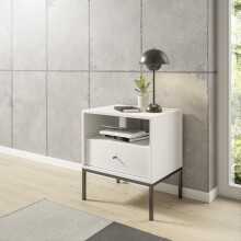 Nachtkommode >Ines< in Weiß - 53,6x56,2x39cm...