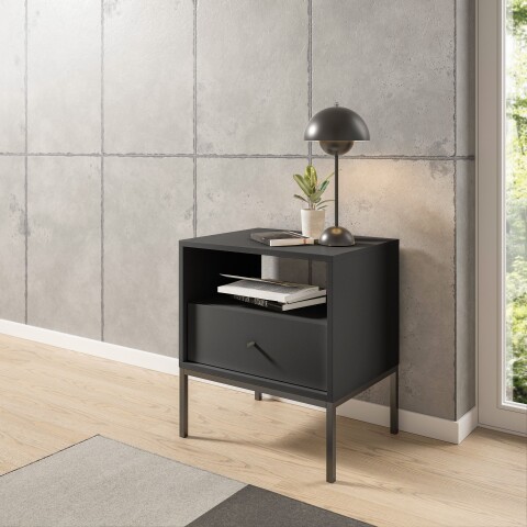 Nachtkommode >Ines< in Graphit - 53,6x56,2x39cm (BxHxT)