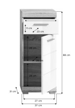 Hochschrank >Lambada< in sonoma eiche hell/weiß - 37x88x31cm (BxHxT)