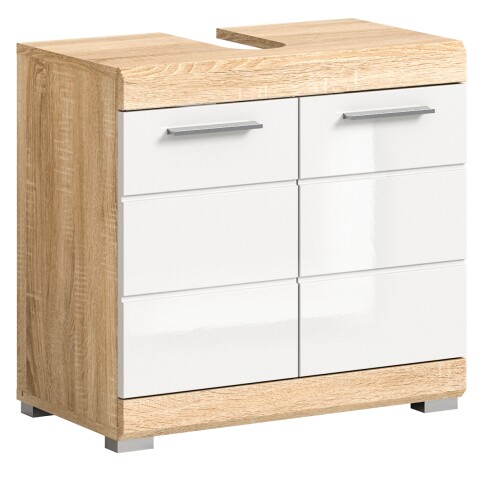 Waschbeckenunterschrank >Lambada< in sonoma eiche hell/weiß - 60x56x34cm (BxHxT)