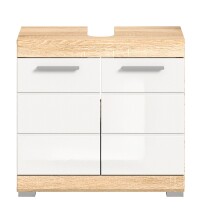 Waschbeckenunterschrank >Lambada< in sonoma eiche hell/weiß - 60x56x34cm (BxHxT)