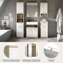 Badezimmer-Set >Lambada< in sonoma eiche hell/weiß - 164x191x34cm (BxHxT)