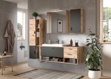 Waschbeckenunterschrank >Grado< in nox oak - 140x50x48cm (BxHxT)