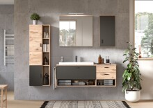 Waschbeckenunterschrank >Grado< in nox oak - 140x50x48cm (BxHxT)