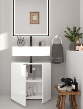 Waschbeckenunterschrank >Vira< in weiß/weiß hochglanz - 60x56x34cm (BxHxT)