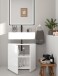 Waschbeckenunterschrank >Vira< in weiß/weiß hochglanz - 60x56x34cm (BxHxT)