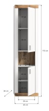 Hängeschrank >Laredo< in weiß/weiß matt - 45x172x30cm (BxHxT)