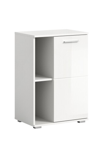Schuhkommode >Prego< in weiß/weiß hochglanz - 55x79x37cm (BxHxT)