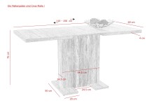 Säulen-Esstisch >Köln< in Beton-Optik - 150x76x70cm (BxHxT)