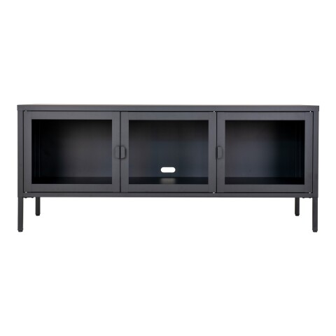 Vitrine >Brisbane< in Schwarz mit Glas aus Stahl, Glas - 140x85x40cm (BxHxT)
