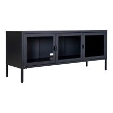 Vitrine >Brisbane< in Schwarz mit Glas aus Stahl, Glas - 140x85x40cm (BxHxT)