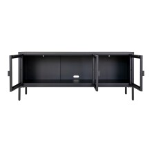 Vitrine >Brisbane< in Schwarz mit Glas aus Stahl, Glas - 140x85x40cm (BxHxT)