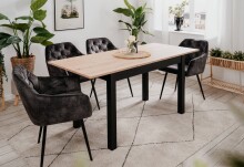 Esstisch >Coburg< ausziehbar 160cm, Artisan Eiche / Schwarz - 120/160x76,5x70cm (BxHxT)