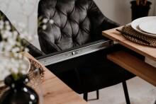 Esstisch >Coburg< ausziehbar 180cm, Artisan Eiche / Schwarz - 140/180x76,5x80 (BxHxT)