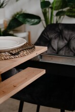 Esstisch >Coburg< ausziehbar 180cm, Artisan Eiche / Schwarz - 140/180x76,5x80 (BxHxT)