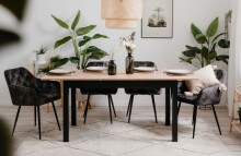 Esstisch >Coburg< ausziehbar 180cm, Artisan Eiche / Schwarz - 140/180x76,5x80 (BxHxT)