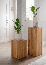 Hocker >KM-0660< in braun aus Wildeiche massiv geölt - 30x46x30cm (BxHxT)