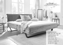 Bett >BE-0573< in braun aus Wildeiche massiv geölt - 145x95x213cm (BxHxT)