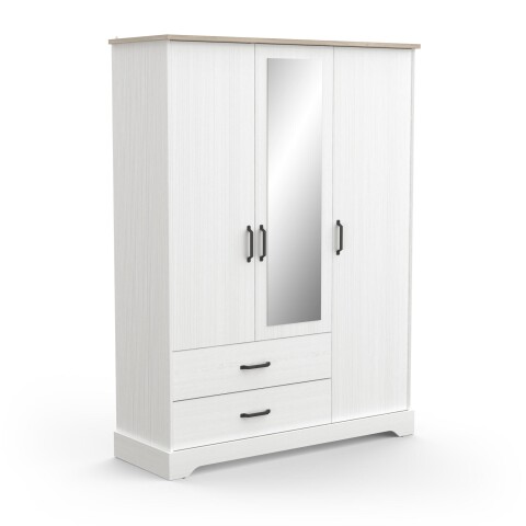 Kleiderschrank >Cottage< in weiß/Eiche Kronberg - 148,6x199,6x57,1cm (BxHxT)