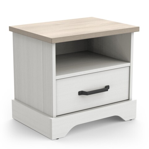 Nachtkommode >Cottage< in weiß/Eiche Kronberg - 47,3x43,7x35,3cm (BxHxT)