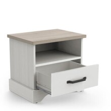 Nachtkommode >Cottage< in weiß/Eiche Kronberg - 47,3x43,7x35,3cm (BxHxT)
