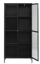 Vitrine >Barcelona< in Schwarz mit geriffelten Glaseinsätzen 5 mm , Sicherheitsglas